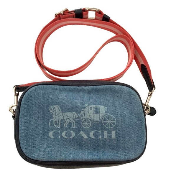 Coach Jes Denim & pebbled Leather Convertible Crossbody Belt Bag NWOT - Picture 1 of 15